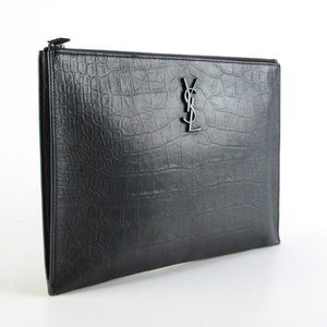 SAINT LAURENT TABLET CROCODILE EMBOSSED POUCH
